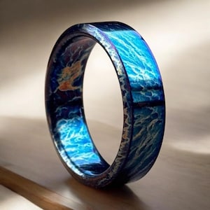Unique Titanium Ring Colorful Random Titanium Ring For Men Personalized Gift Titanium Pattern Anodized Handcrafted Christmas Gift For Her