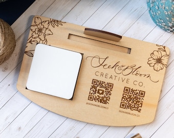 Custom Square Reader Holder | Social Media QR Codes | POS Unit for Market Tables, Vendor Events, Retail Stores