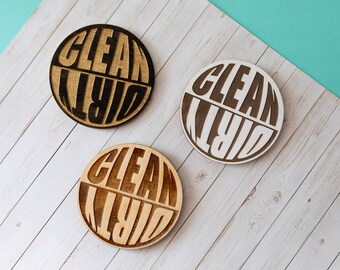 Dirty / Clean Dishwasher Magnet | Baltic Birch Wood | Bold, Modern Font | Kitchen Decor