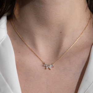 Marquise Diamond Necklace: Minimalist Gold Plated Jewelry