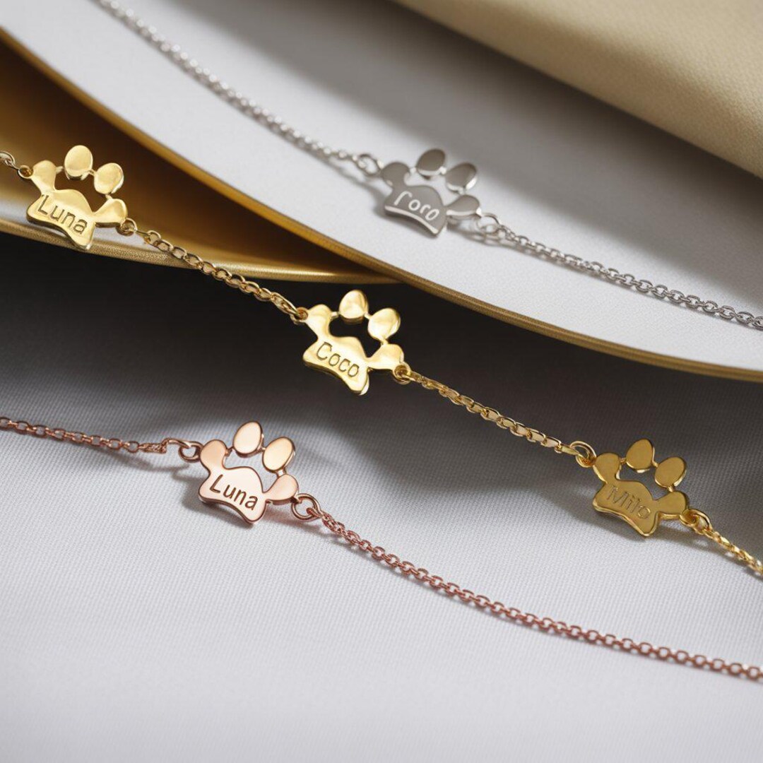 Personalized Paw Print Bracelet: 14K Gold Pet Memorial Jewelry - Etsy