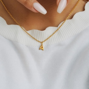 Bubble Letter Name Necklace – 14K Gold Initial Necklace – Personalized Jewelry , Gift for Her – Custom Dainty Letter Necklace for Women