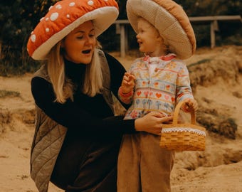 Mushroom Hat + Ruffles Bonnet Sewing Pattern | One Size Fits Most | Kids & Adult Costume / Woodland / Halloween / Cosplay / DIY PDF + Video