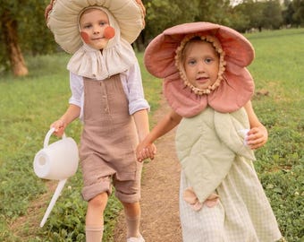 Mushroom Hat and Flower Fairy Bonnet Sewing Pattern Bundle, Toadstool Costume PDF, Kids Sizes, Ruffle Bonnet, DIY Dress Up, Toddler Cosplay