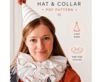 Clown Hat and Collar Sewing Pattern PDF | Circus Costume DIY | Harlequin Costume Accessory | Video Tutorial Included | A4 and Letter