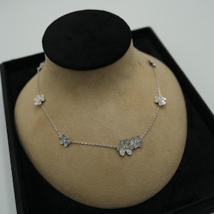Collier Frivole CZ complet en argent 925 Collier plaqué or blanc 18 carats Collier de luxe