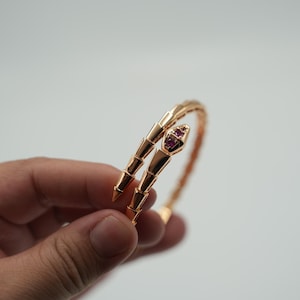 Fuchsia CZ Serpenti bracelet viper bangle serpenti bangle 925 silver 18k rose gold plated bangle