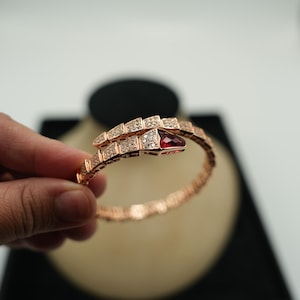 Fuchsia CZ Serpenti bracelet viper bangle serpenti bangle 925 silver 18k rose gold plated bangle