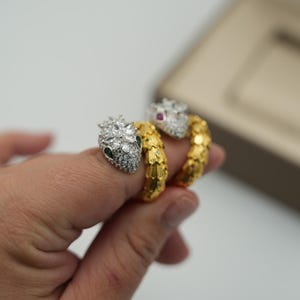 Snake head serpenti ring snake viper ring 925 silver 18k gold ring