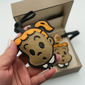 Leather Cartoon Girl Bag Charm, keychain Charm purse  Bag charm