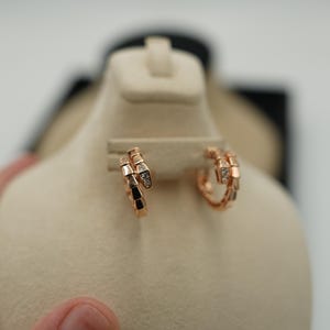 CZ serpenti hoop earrings 925 silver 18k rose gold plated hoops earrings