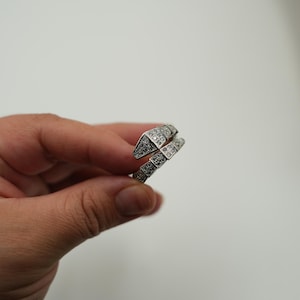 CZ serpenti ring snake viper ring 925 silver 18k white gold ring