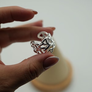chain ring 925 silver 18k white gold plated adjustable ring