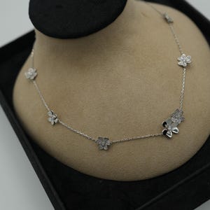Collier Frivole en argent 925, plaqué or blanc 18 carats, collier de luxe
