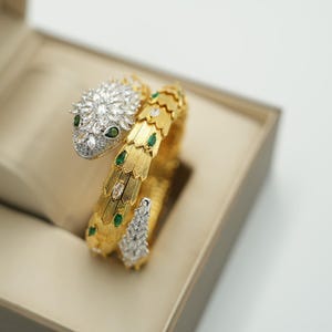 Green Snake head bracelet Serpenti bracelet viper bangle serpenti bangle 925 silver 18k  gold plated bangle