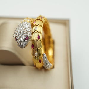 Fuchsia Snak head bracelet Serpenti bracelet viper bangle serpenti bangle 925 silver 18k  gold plated bangle