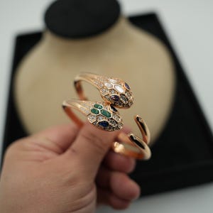 Gemstone Snake head bracelet Serpenti bracelet viper bangle serpenti bangle 925 silver 18k rose  gold plated bangle