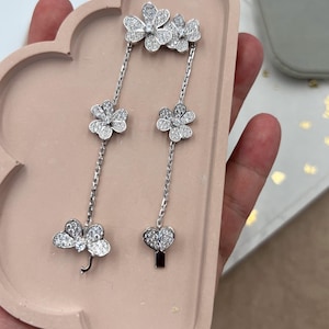 Cz flower frivole bracelet 925 silver 18k white gold plated