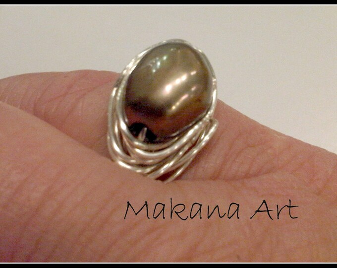 Pearl Ring, wire wrapped jewelry, wire wrap jewelry, wire wrap ring, engagement, wedding, bridesmaid gift, valentine gift, mother's day gift