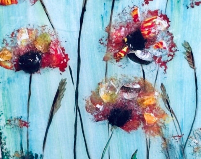 Workshop:  Wild Flower's with Hand Blown Glass Shard Canvas Art (18" x 24") at - Makana Art Studio, Biloxi, MS