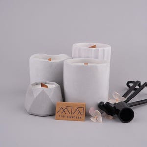 Luminary Quartet – Concrete Candle Gift Set | Handmade Minimalist Candles with Wooden Wicks | Modern Home Decor | TIRI Candles