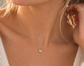 Minimalist Gold Pendant Necklace, Dainty Zircon, Waterproof Gold Jewellery, Minimalist Layering Necklace, Gift for Her, AURA COLLECTION