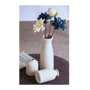 Set of 3 Ceramic Vases for Rustic & Modern Home Decor