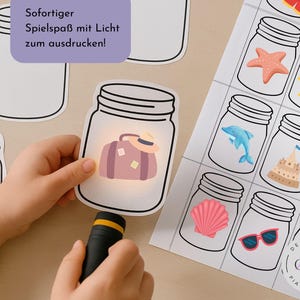 Holiday game | DIY light game for children | PDF printable children&#39;s game | Game to print | Educational game with flashlight | Montessori game