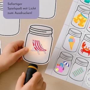 Beach light game for children | Educational game with shells and a sandcastle | DIY children&#39;s game with a flashlight | Summer game idea | Montessori