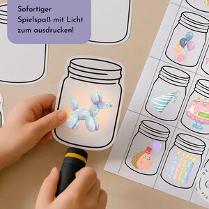 Birthday game | DIY light game for kids | PDF printable children&#39;s game | Game to print | Educational game with flashlight | Montessori game
