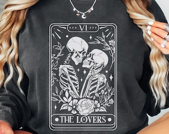 Comfort Colors The Lovers Tarot Card Shirt: Skeleton Couple Tee