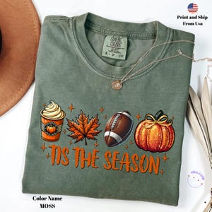 Comfort Colors Fall Shirt: Autumn Doodle, Football Season Tee