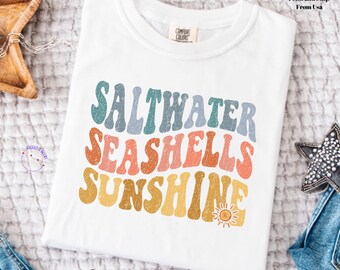 Sunshine Beach Vacation Comfort Colors® Shirt, Beachy Coastal, Summer Tshirt, Vacation Outfits, Ocean Lover Gifts, Beach Crewneck, Seashells