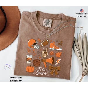 Comfort Colors Fall Shirt: Autumn Doodle, Football Season Tee