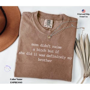 Mom Didn&#39;t Raise A Bitch But If She Did It Was Definitely My Brother Comfort Colors® Shirt, Funny Sibling Shirt, Mom Memes Sarcasm Shirt