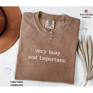 Very Busy And Important Comfort Colors® Shirt, Funny Sarcastic Shirt For Women, Unhinged Trending Humor Shirt, Gag Gift For Friends, Fun Tee