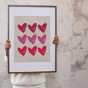 Valentine&#39;s Day Wall Art, hearts Wall Art, red wall art, romantic wall art, valentines day decor, valentines day printables, Hearts Print