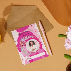 Tarjetas personalizadas para el Día de la Mujer, Tarjeta de felicitación para el Día Internacional de la Mujer, Tarjeta imprimible para el Día de la Mujer, Tarjeta editable para el 8 de marzo en Canva