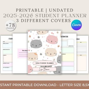 Gepersonaliseerde studentenplanner 2025-2026: digitale academische organisator (canvasjabloon)