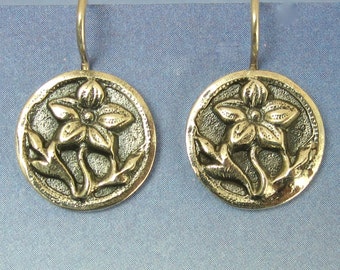 Sterling Silver Flower Earrings Antique Victorian Button Primrose Flower Sterling Silver