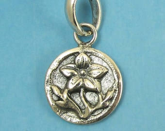 Silver Flower Pendant Sterling Silver Primrose Victorian Floral Buttons