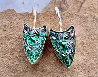 Green Silver Earrings Sterling Silver Earrings 1920s Art Deco Style Jewelry