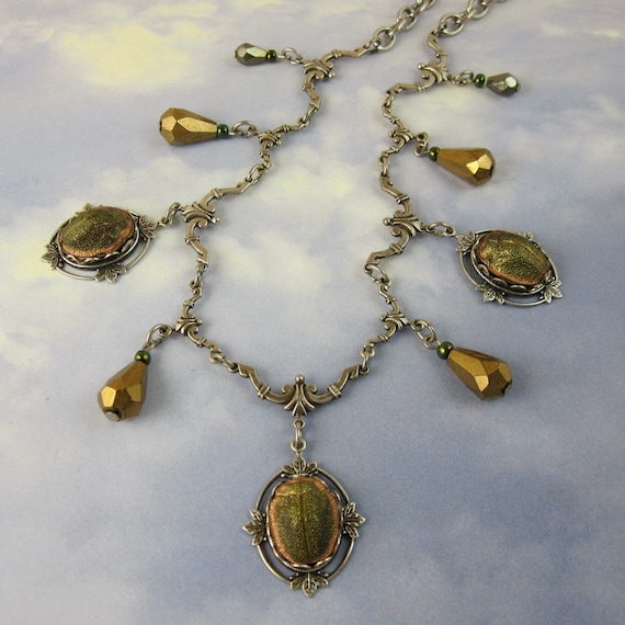 RAREST EGYPTIAN GLASS SCARAB NECKLACE discount SET