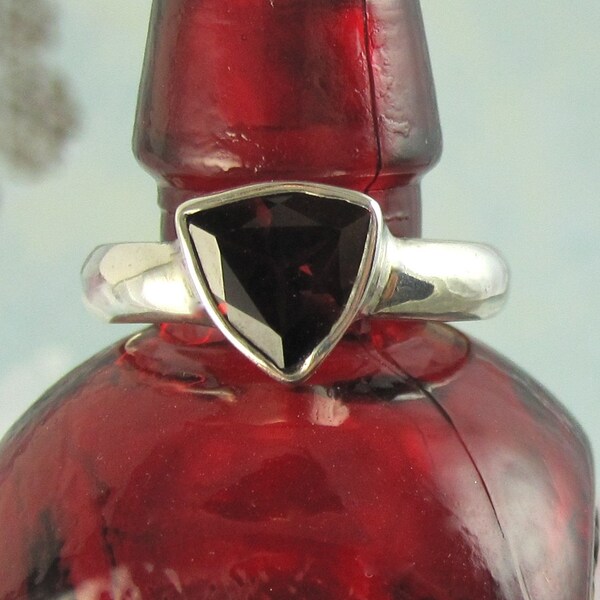 ON SALE Size 7 and a half Garnet Sterling Silver Ring