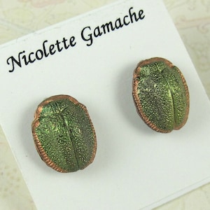Vintage Glass Scarab Post Earrings Rare 1920s Egyptian Revival Stones