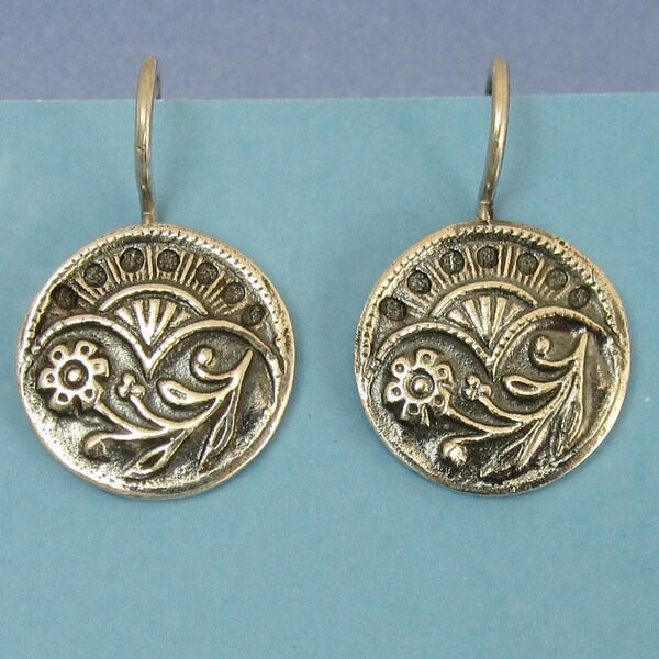 Sterling Silver Earrings Romantic Floral Fan Victorian Button castings Romantic Gothic
