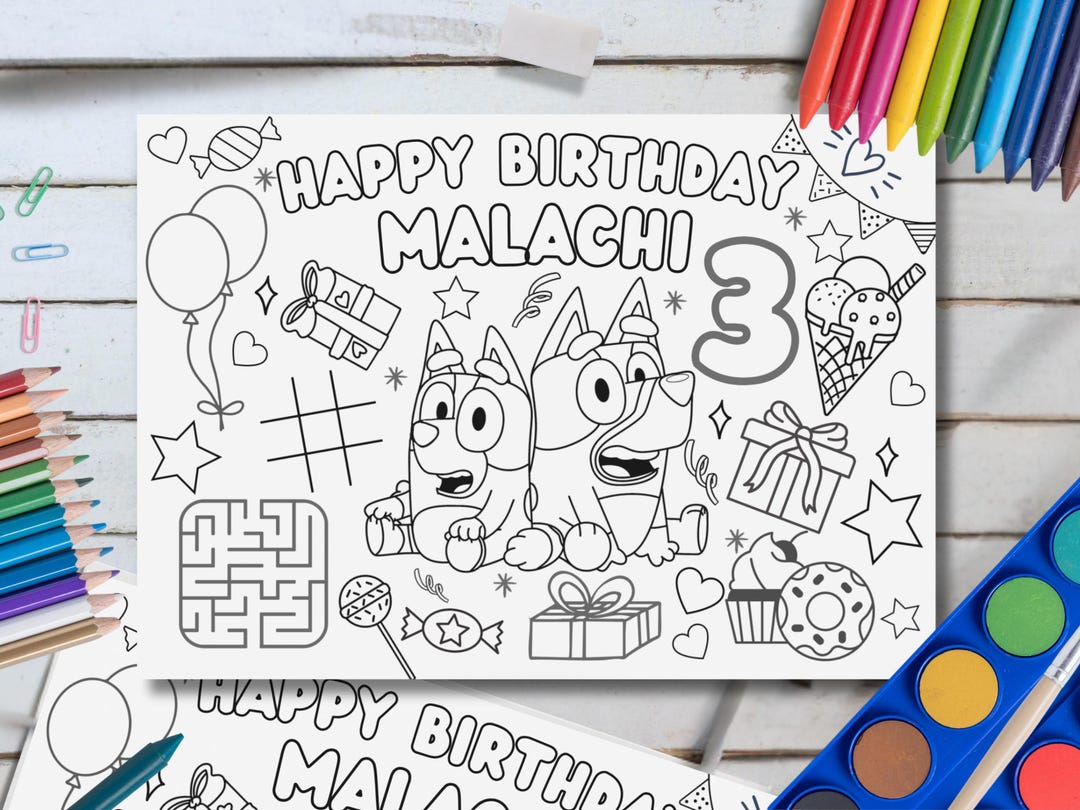 Personalized Birthday Coloring Printable Placemat for Kids | Custom ...