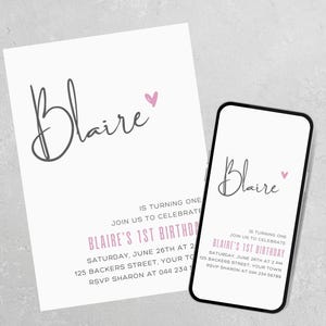 Editable Birthday Invitation – Any Age, Modern, Minimalist Invite for Birthday Party. Printable & E-vite, Instant Download, Edit in Canva