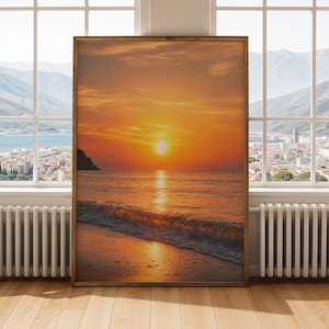 Poster med havsstrand och solnedgång - Modern kustfotografering