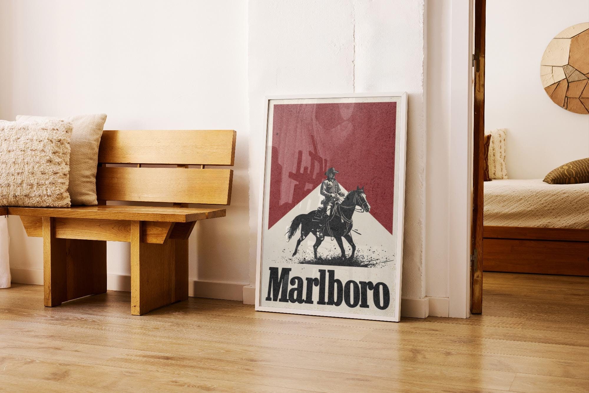 Vintage Marlboro Cigarettes Beer Mat Poster - Retro Tobacco Advertising - Collectible Wall Art, Nostalgic Decor DIGITAL DOWNLOAD